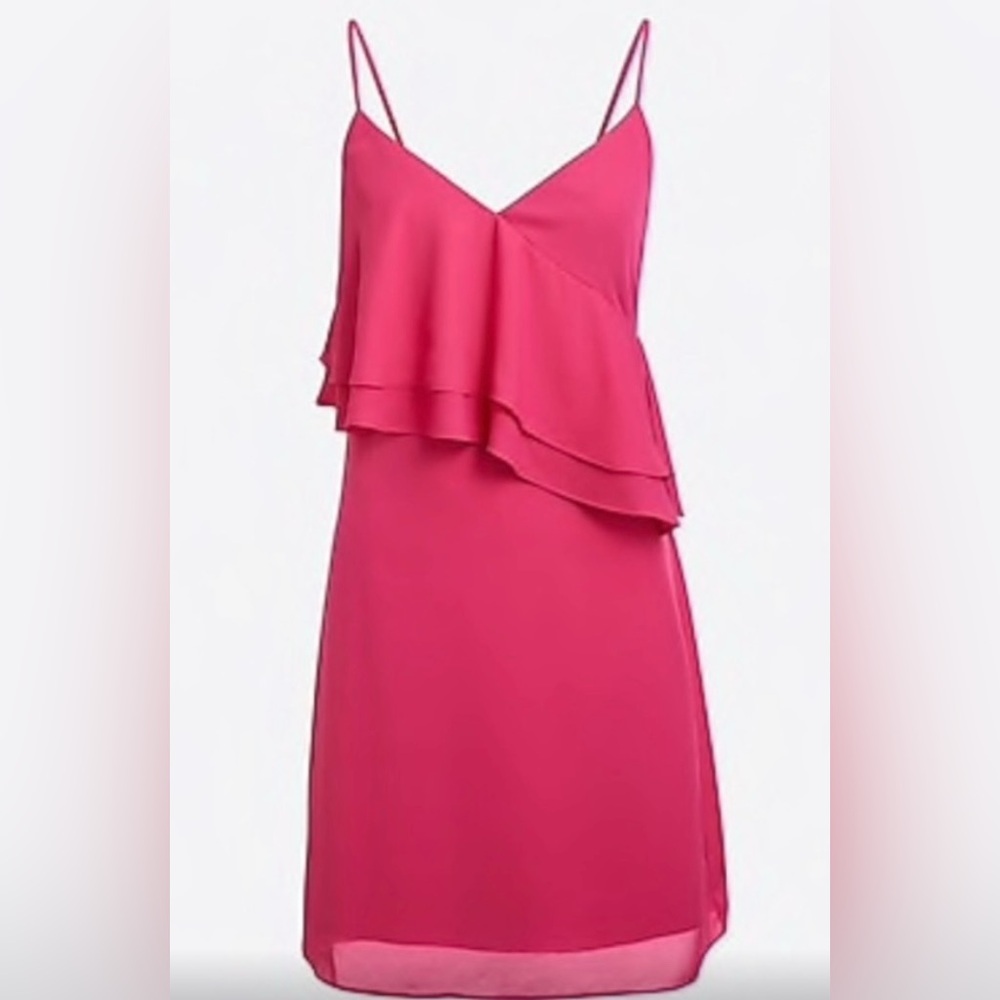J.Crew Ruffle Front Cami Dress In Wild Berry
